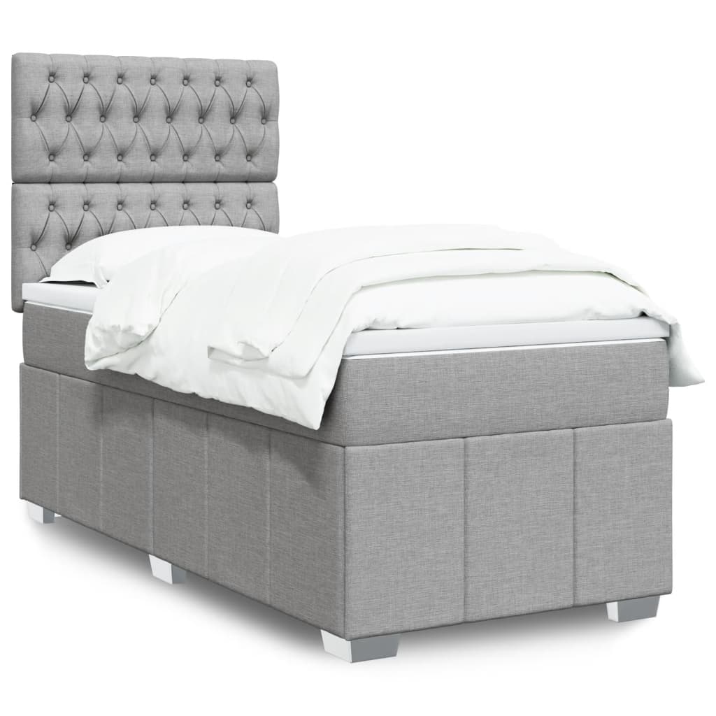 Sommier à lattes de lit avec matelas gris clair 80x200 cm tissu - XIOS
