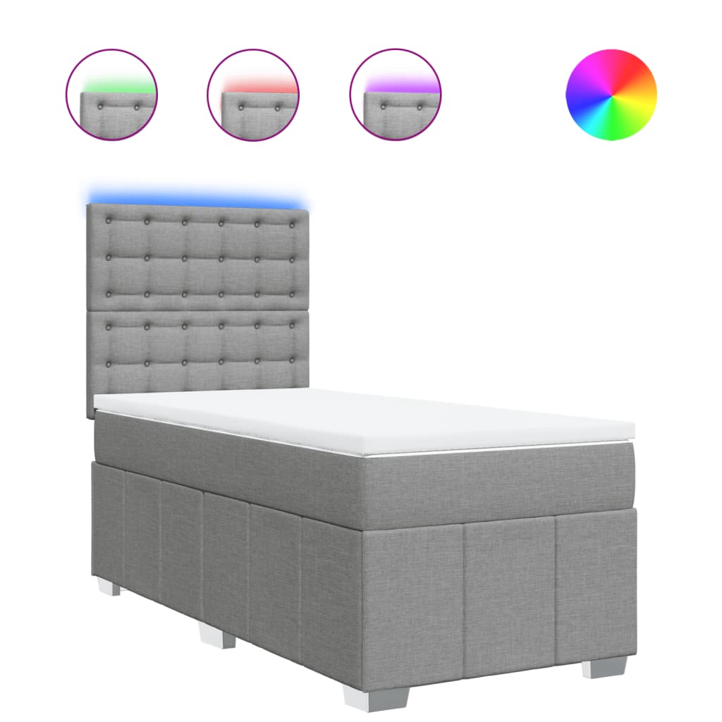 Sommier à lattes de lit avec matelas gris clair 80x200 cm tissu - XIOS