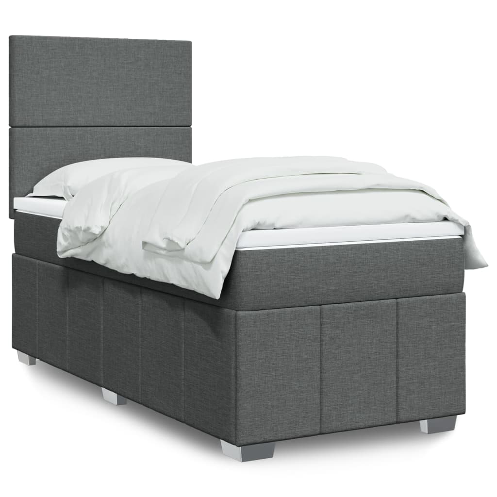 Sommier à lattes de lit et matelas Gris foncé 90x190 cm Tissu - XIOS