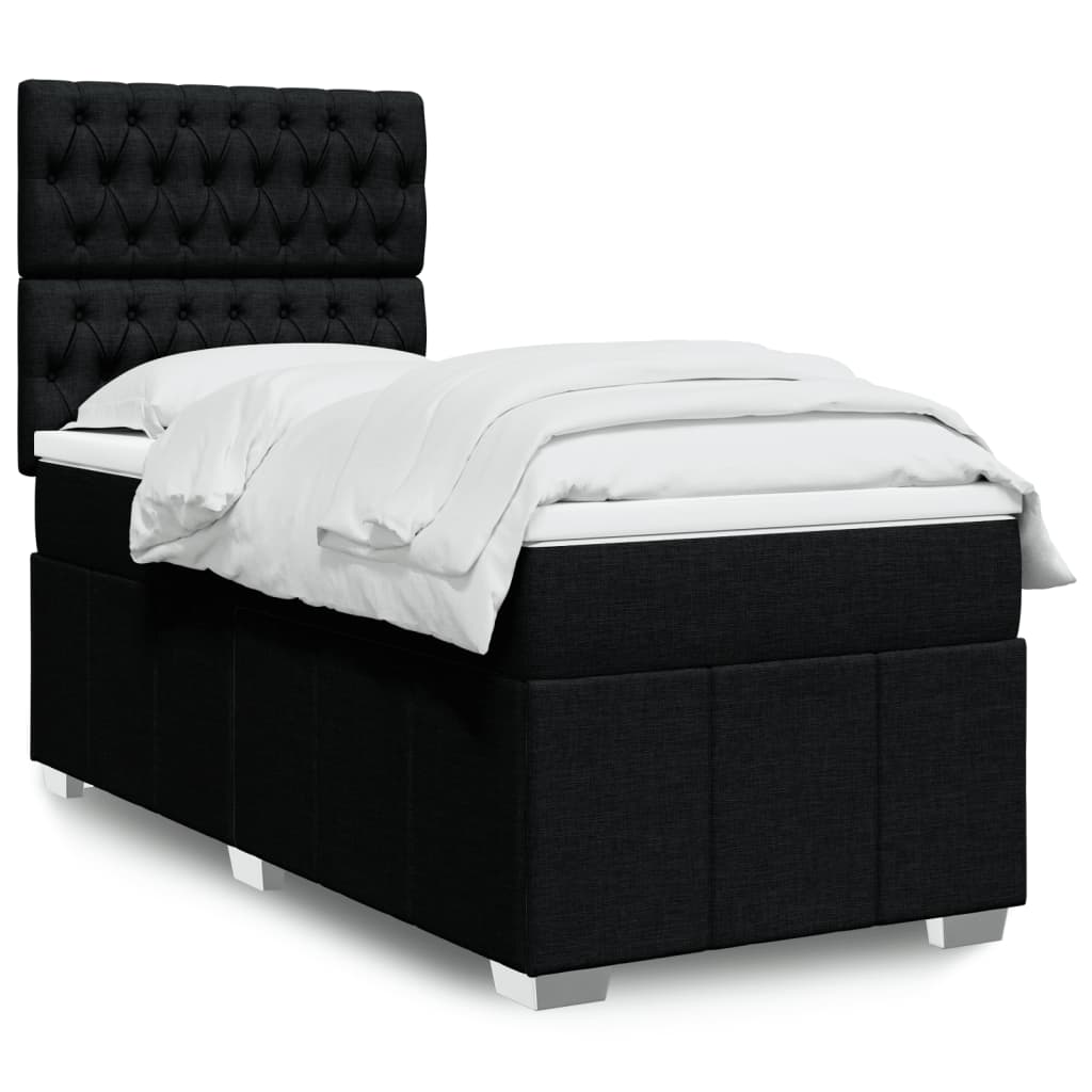 Sommier à lattes de lit avec matelas Noir 90x190 cm Tissu - XIOS