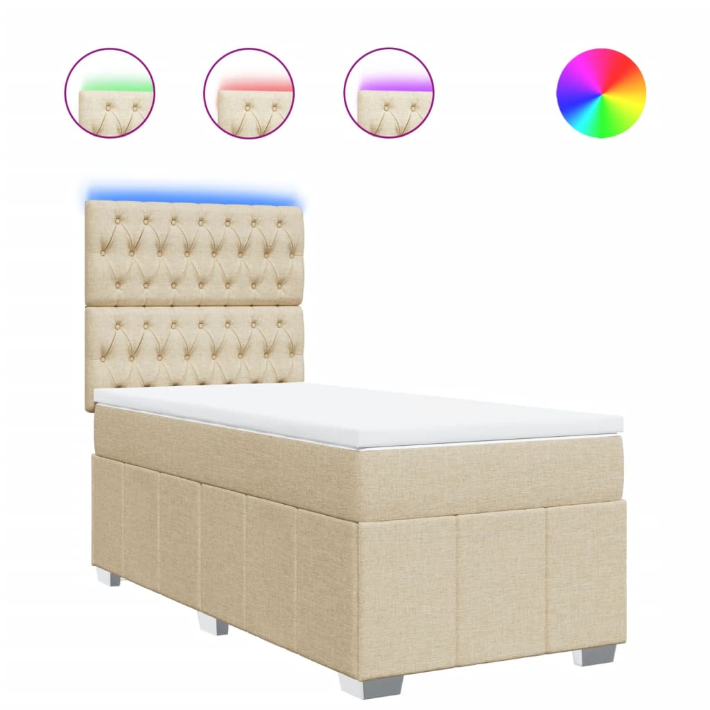 Sommier à lattes de lit et matelas Crème 90x190 cm Tissu - XIOS
