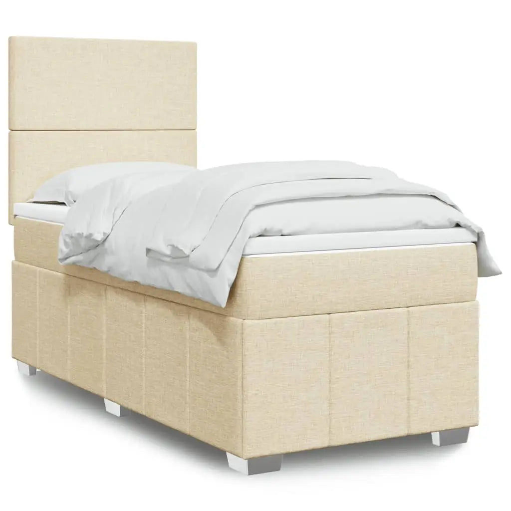 Sommier à lattes de lit avec matelas Crème 90x200 cm Tissu - XIOS