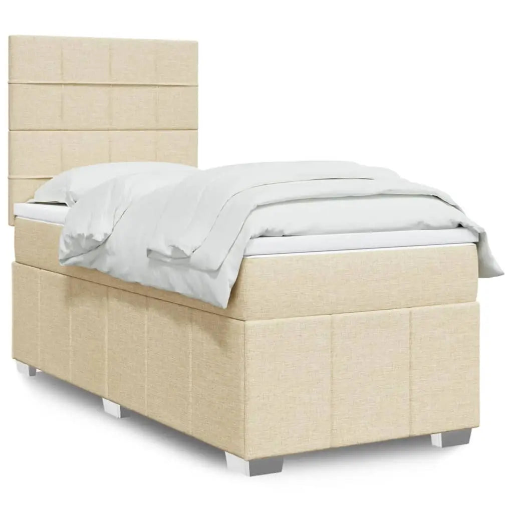 Sommier à lattes de lit avec matelas Crème 90x200 cm Tissu - XIOS