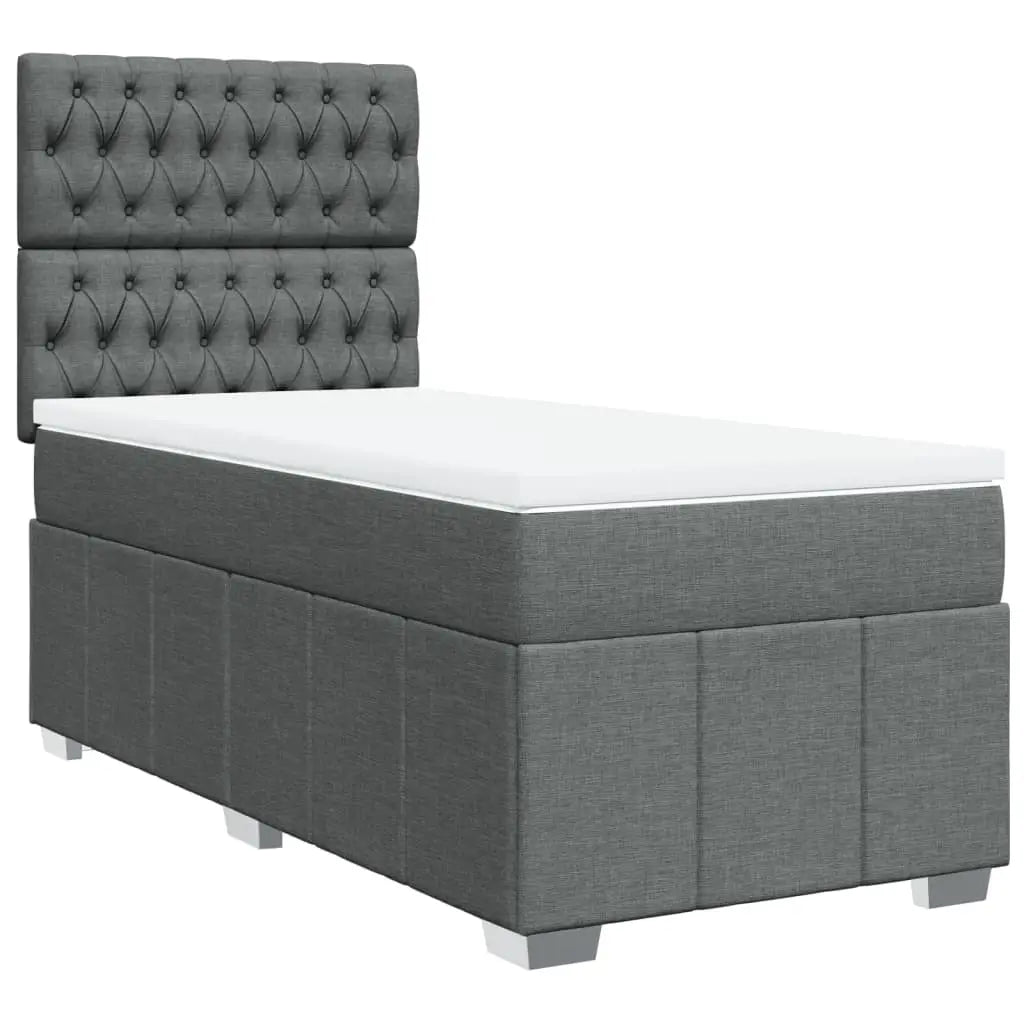 Sommier à lattes de lit avec matelas Gris foncé 90x200 cm Tissu - XIOS