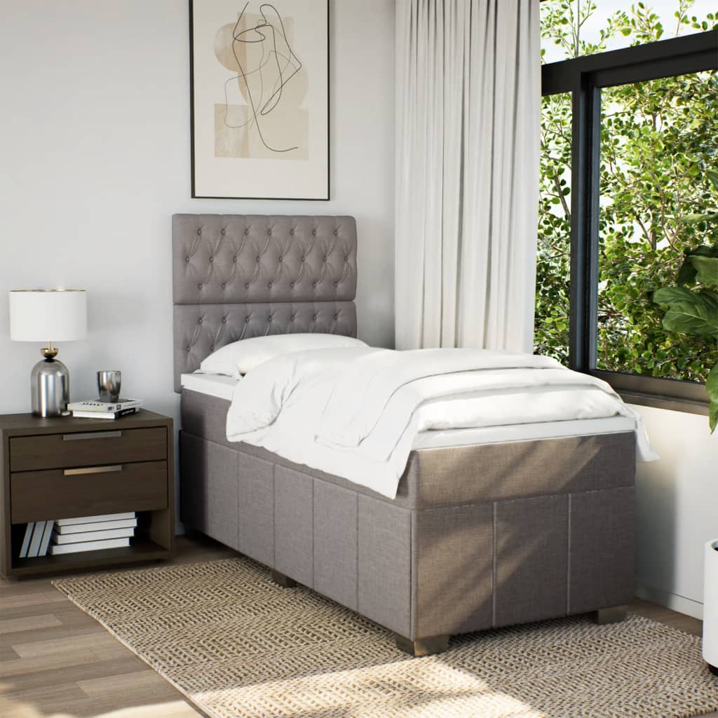 Sommier à lattes de lit avec matelas Taupe 90x200 cm Tissu - XIOS