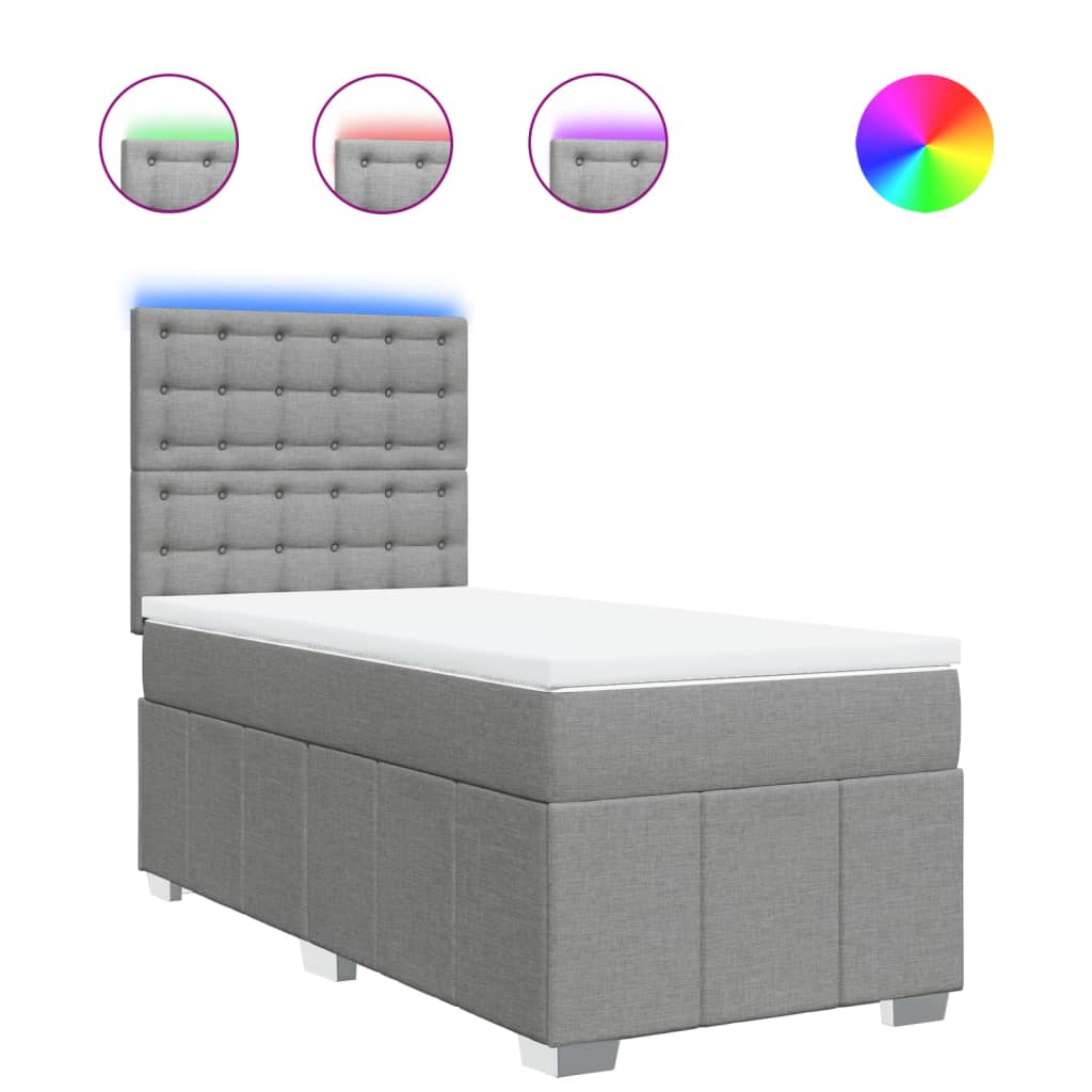 Sommier à lattes de lit avec matelas Gris clair 90x200 cm Tissu - XIOS