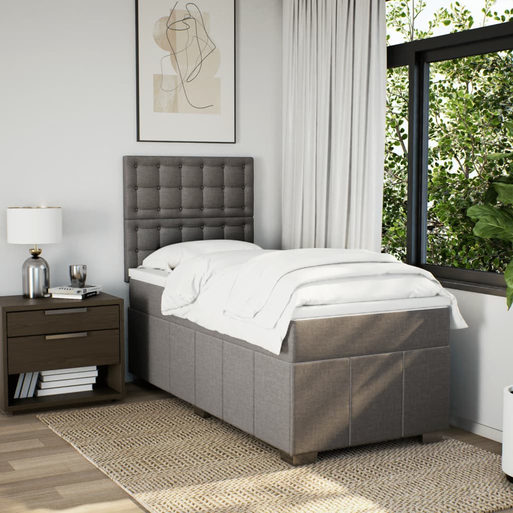 Sommier à lattes de lit avec matelas Taupe 90x200 cm Tissu - XIOS