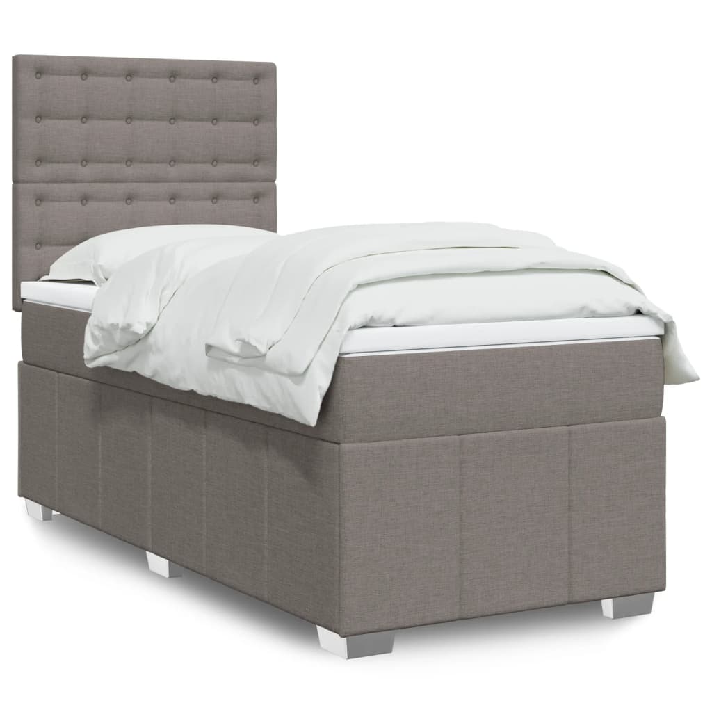 Sommier à lattes de lit avec matelas Taupe 90x200 cm Tissu - XIOS
