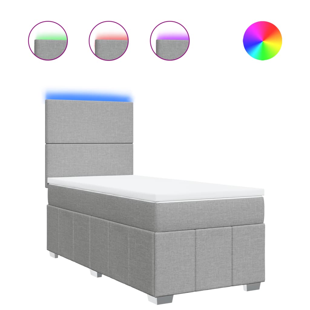 Sommier à lattes de lit avec matelas Gris clair 100x200cm Tissu - XIOS