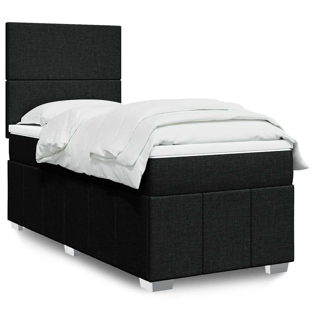 Sommier à lattes de lit avec matelas Noir 100x200 cm Tissu - XIOS