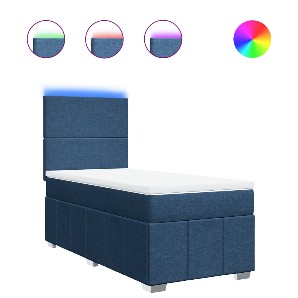 Sommier à lattes de lit avec matelas Bleu 100x200 cm Tissu - XIOS