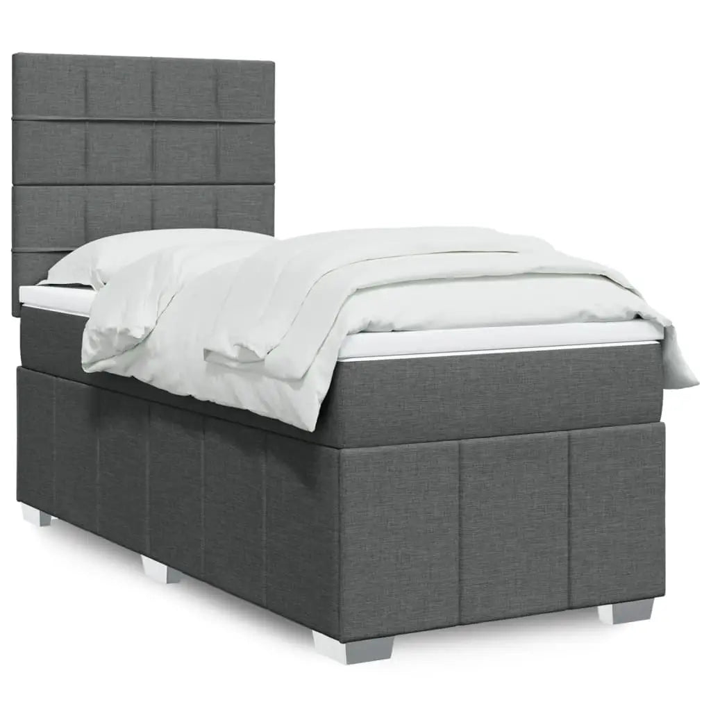 Sommier à lattes de lit avec matelas Gris foncé 100x200cm Tissu - XIOS