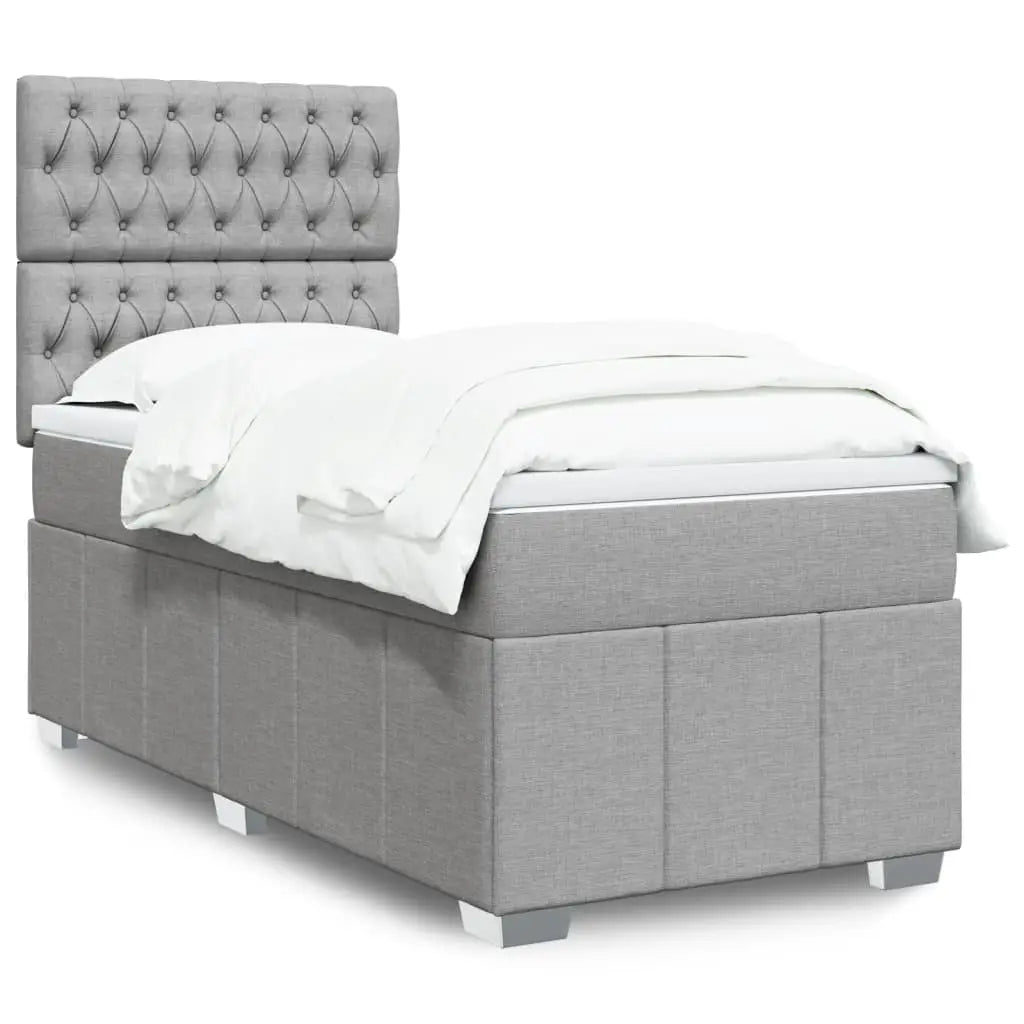 Sommier à lattes de lit avec matelas Gris clair 100x200cm Tissu - XIOS