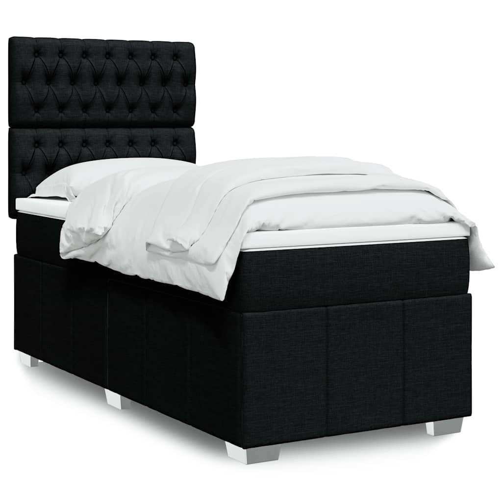 Sommier à lattes de lit avec matelas Noir 100x200 cm Tissu - XIOS