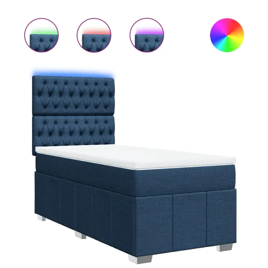 Sommier à lattes de lit avec matelas Bleu 100x200 cm Tissu - XIOS