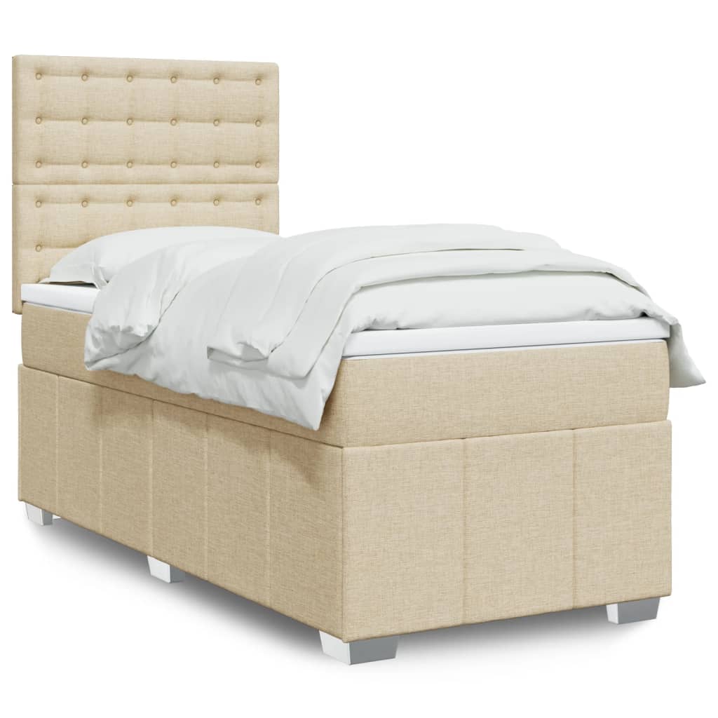 Sommier à lattes de lit avec matelas Crème 100x200 cm Tissu - XIOS