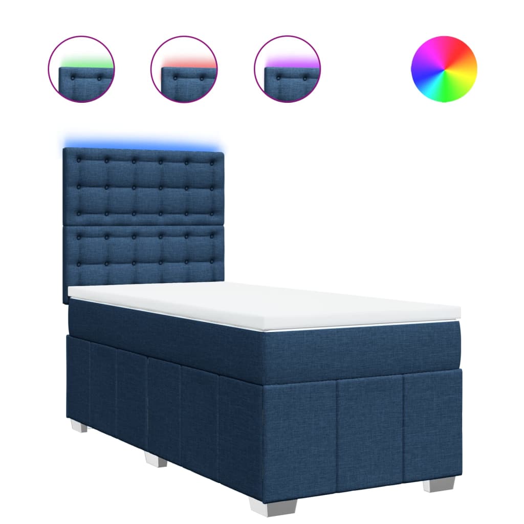 Sommier à lattes de lit avec matelas Bleu 100x200 cm Tissu - XIOS