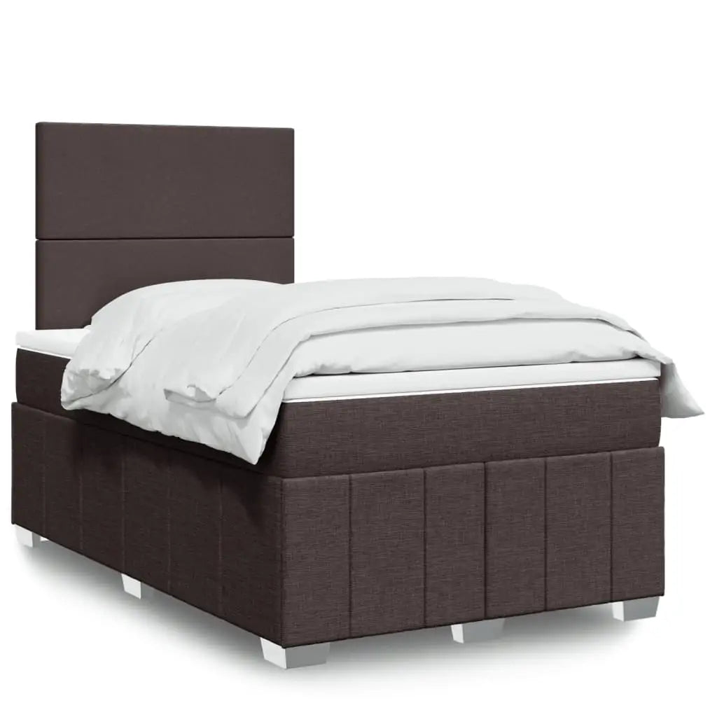 Sommier à lattes de lit et matelas marron foncé 120x190cm tissu - XIOS