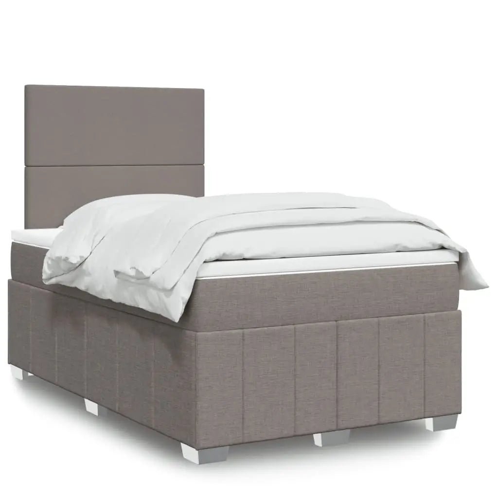 Sommier à lattes de lit avec matelas taupe 120x190 cm tissu - XIOS
