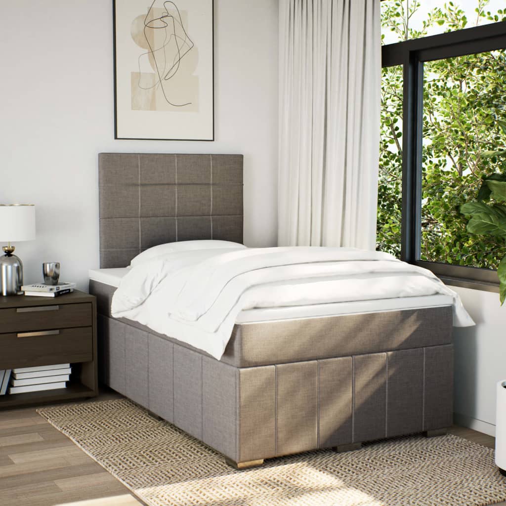 Sommier à lattes de lit avec matelas taupe 120x190 cm tissu - XIOS