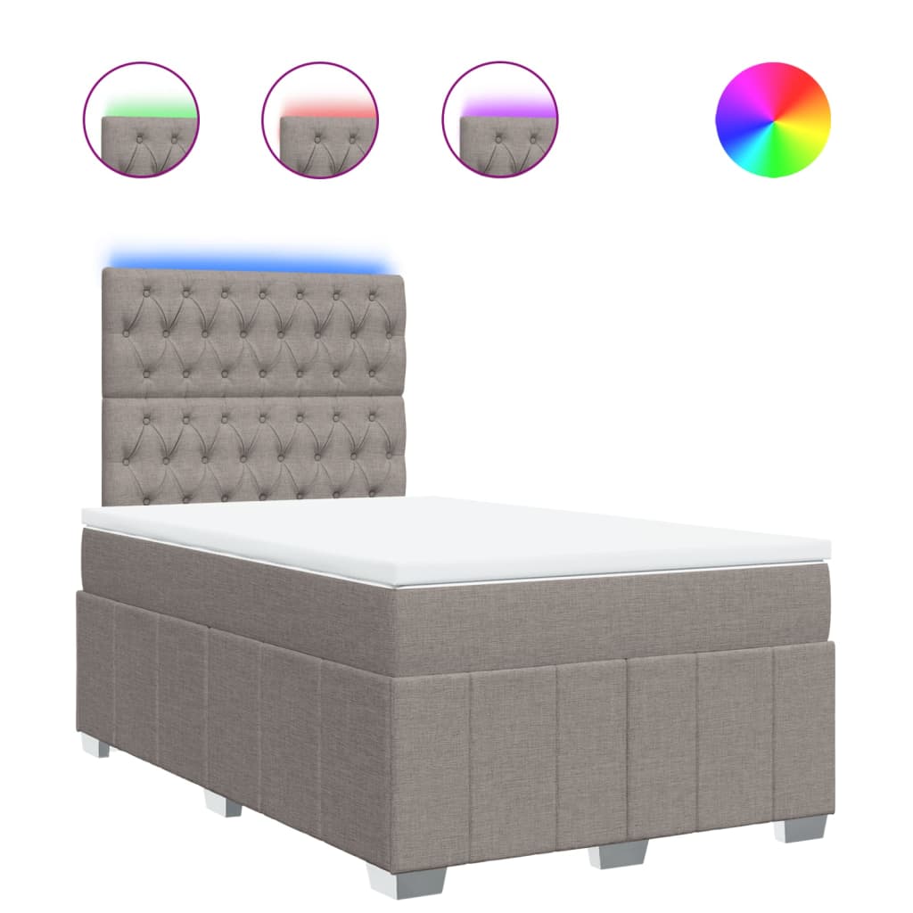 Sommier à lattes de lit avec matelas taupe 120x190 cm tissu - XIOS
