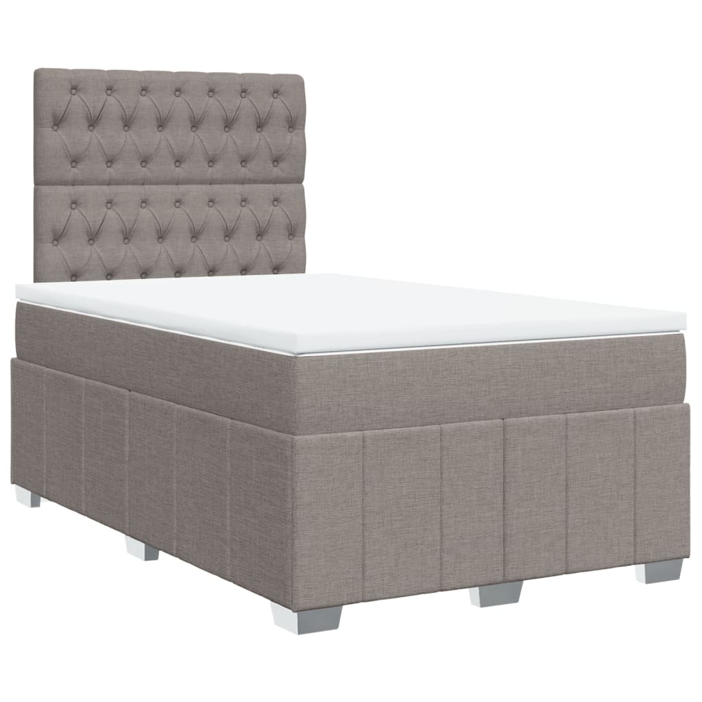 Sommier à lattes de lit avec matelas taupe 120x190 cm tissu - XIOS