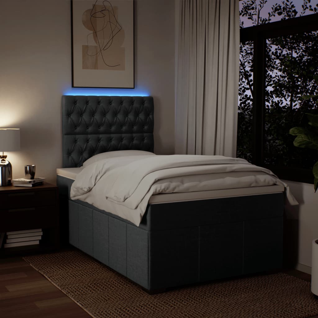 Sommier à lattes de lit avec matelas taupe 120x190 cm tissu - XIOS