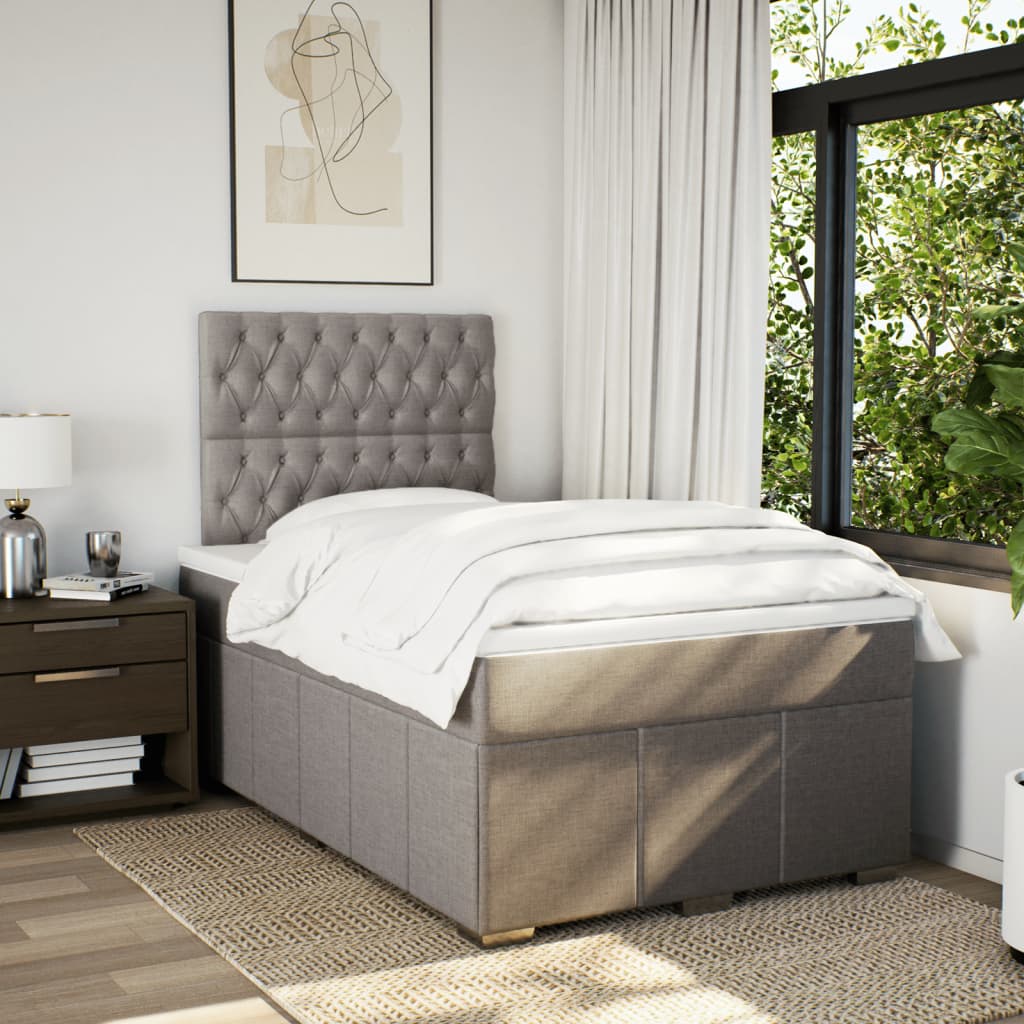 Sommier à lattes de lit avec matelas taupe 120x190 cm tissu - XIOS