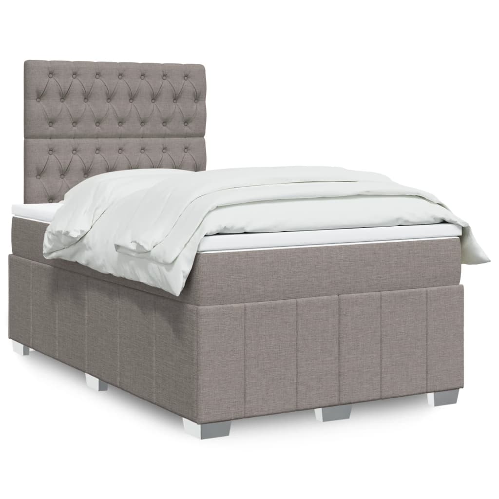 Sommier à lattes de lit avec matelas taupe 120x190 cm tissu - XIOS