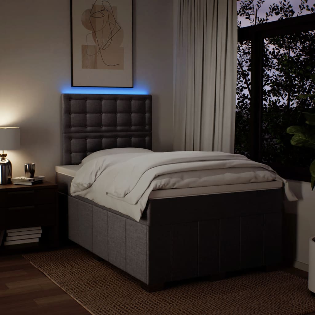 Sommier à lattes de lit avec matelas taupe 120x190 cm tissu - XIOS