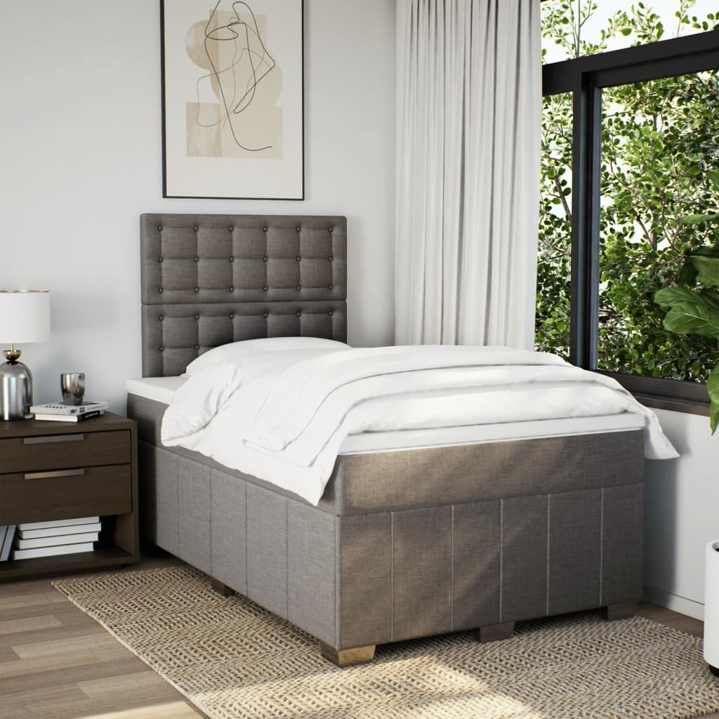 Sommier à lattes de lit avec matelas taupe 120x190 cm tissu - XIOS
