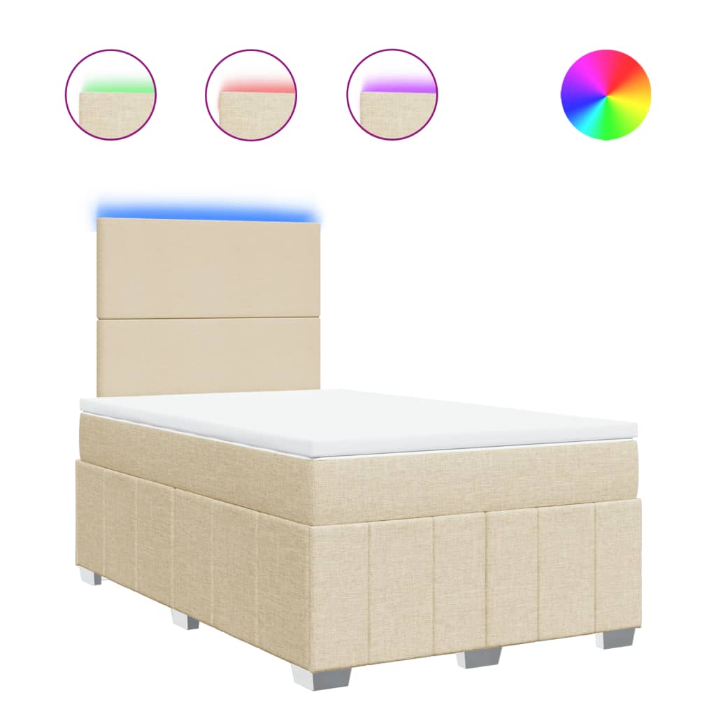 Sommier à lattes de lit avec matelas Crème 120x200 cm Tissu