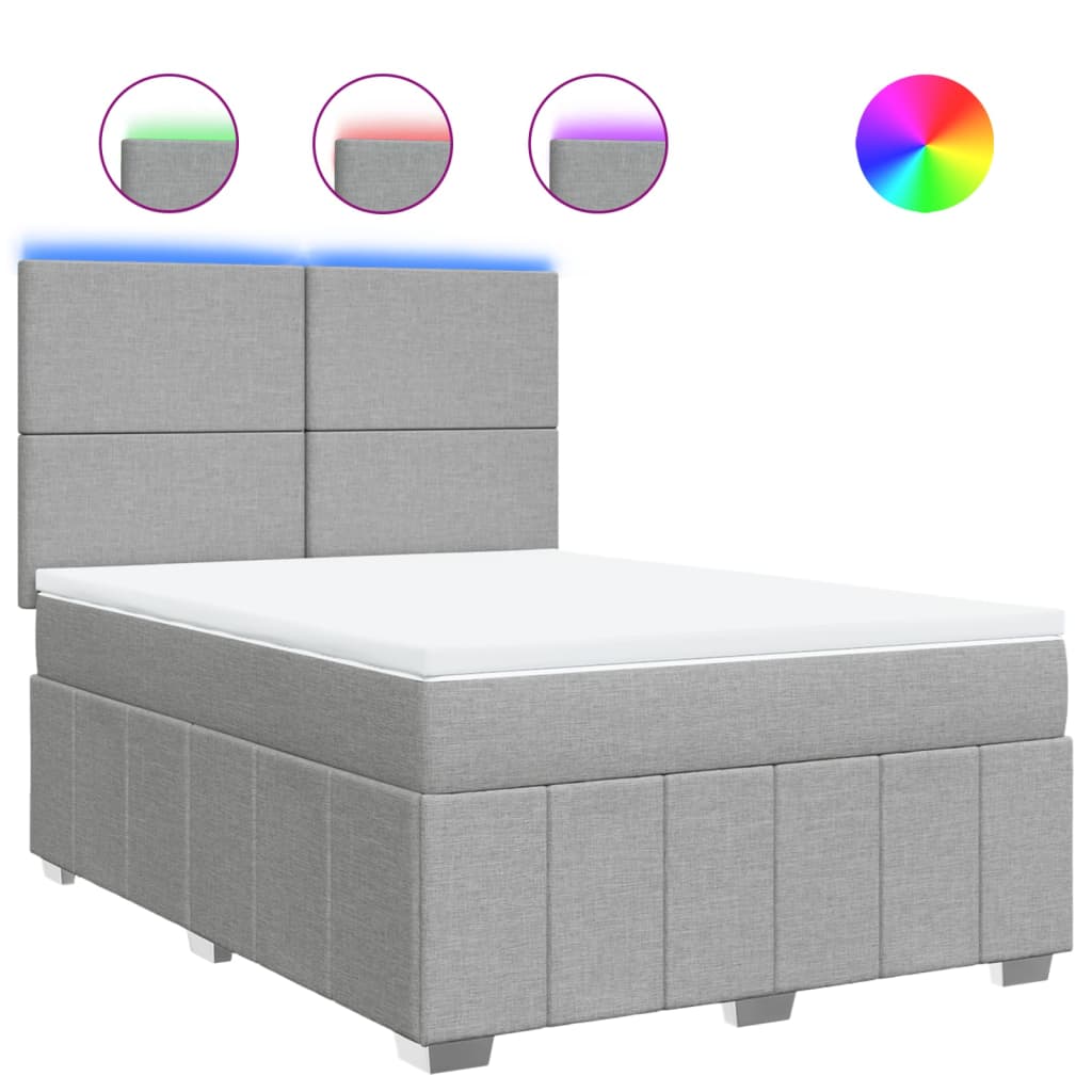 Sommier à lattes de lit avec matelas Gris clair 140x190cm Tissu - XIOS