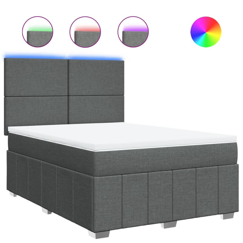 Sommier à lattes de lit avec matelas Gris foncé 140x190cm Tissu - XIOS