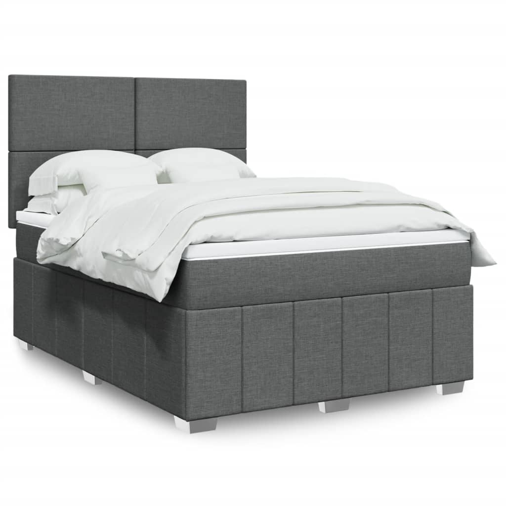 Sommier à lattes de lit avec matelas Gris foncé 140x190cm Tissu - XIOS