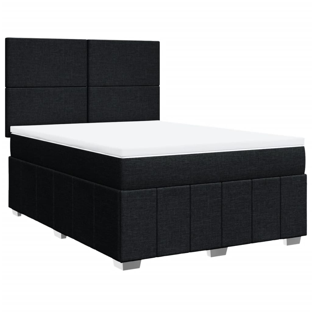 Sommier à lattes de lit avec matelas Noir 140x190 cm Tissu - XIOS