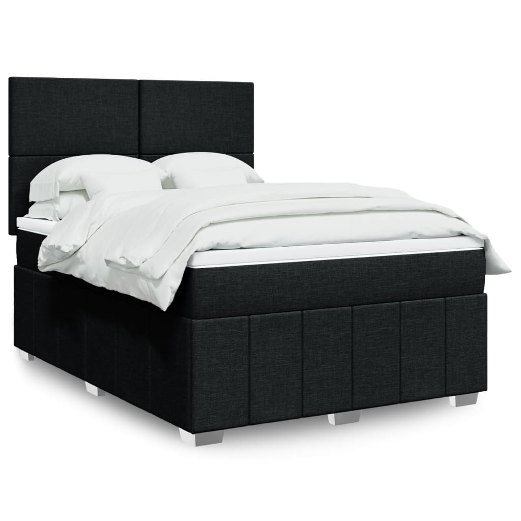 Sommier à lattes de lit avec matelas Noir 140x190 cm Tissu - XIOS