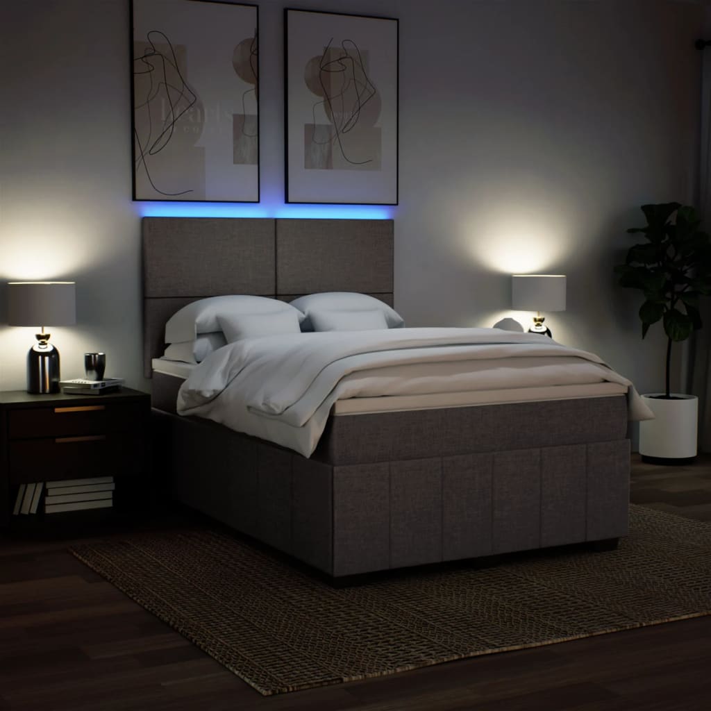 Sommier à lattes de lit avec matelas Taupe 140x190 cm Tissu - XIOS