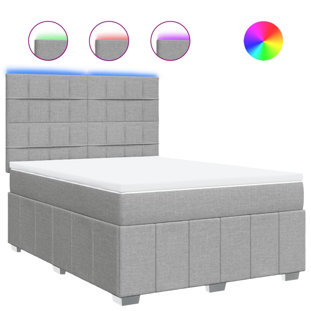 Sommier à lattes de lit avec matelas Gris clair 140x190cm Tissu - XIOS