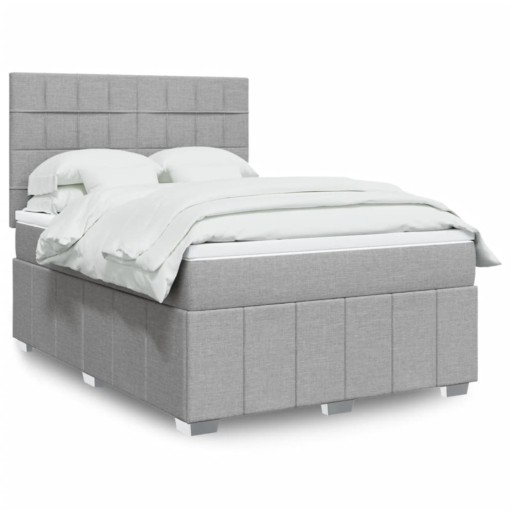 Sommier à lattes de lit avec matelas Gris clair 140x190cm Tissu - XIOS