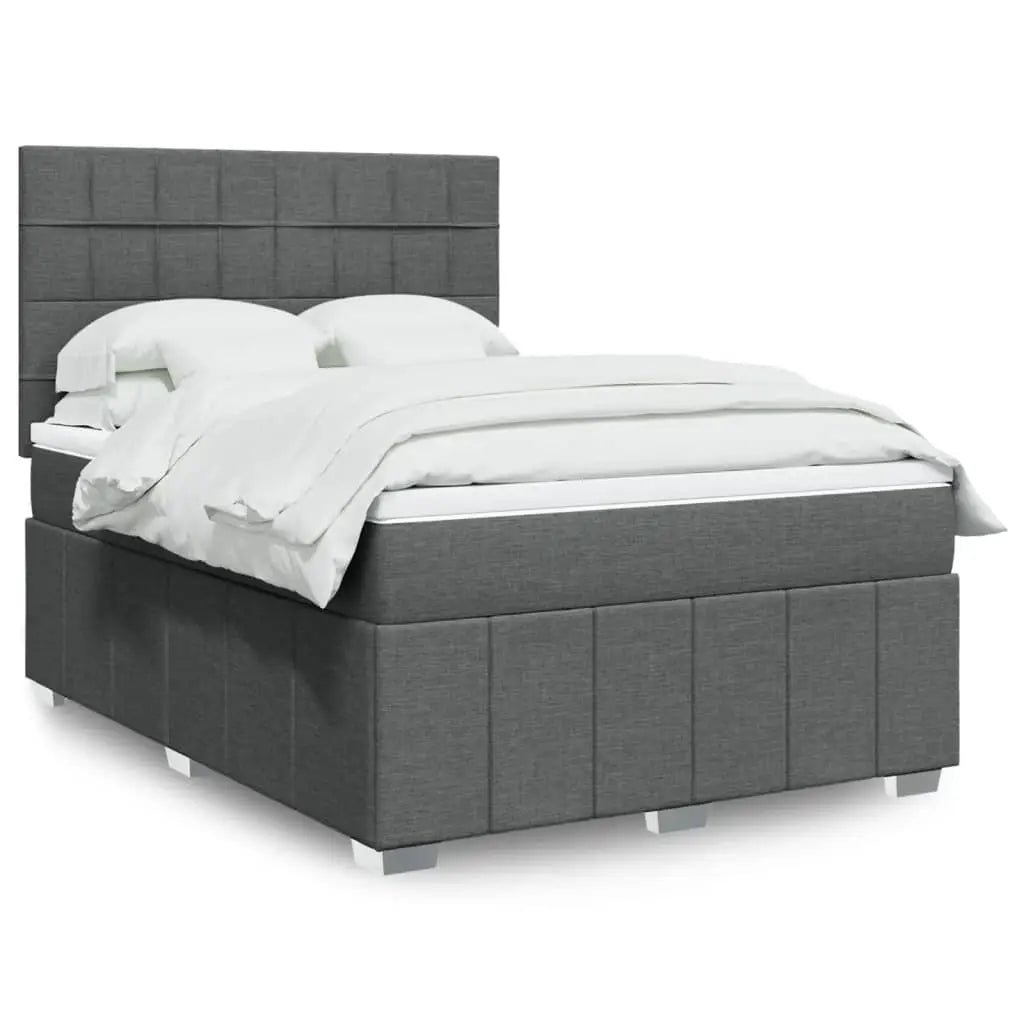 Sommier à lattes de lit avec matelas Gris foncé 140x190cm Tissu - XIOS