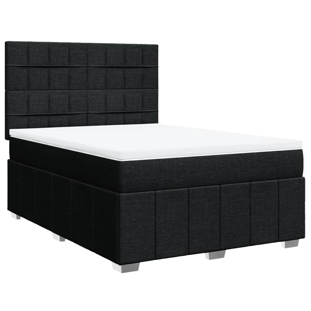 Sommier à lattes de lit avec matelas Noir 140x190 cm Tissu - XIOS