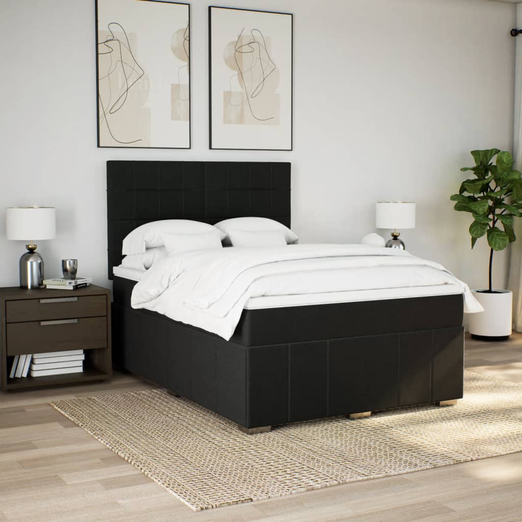 Sommier à lattes de lit avec matelas Noir 140x190 cm Tissu - XIOS