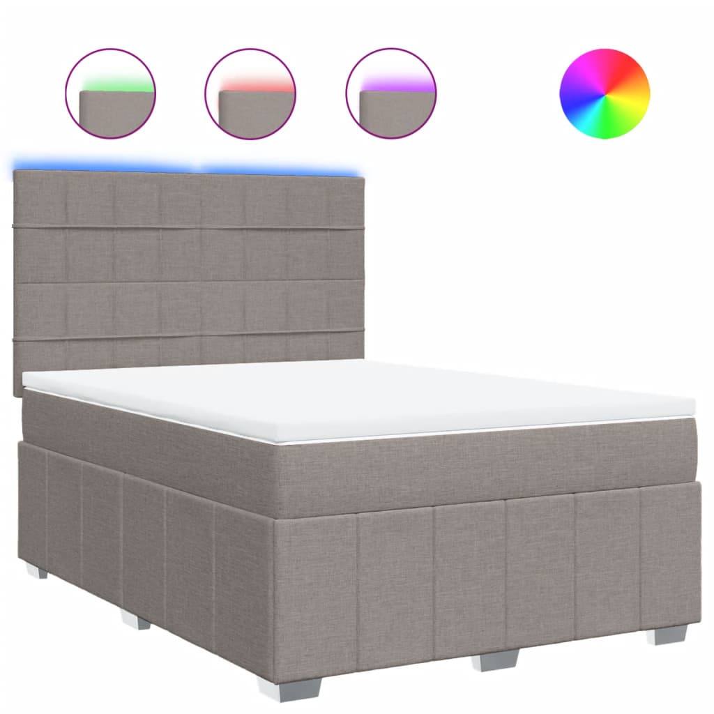 Sommier à lattes de lit avec matelas Taupe 140x190 cm Tissu - XIOS