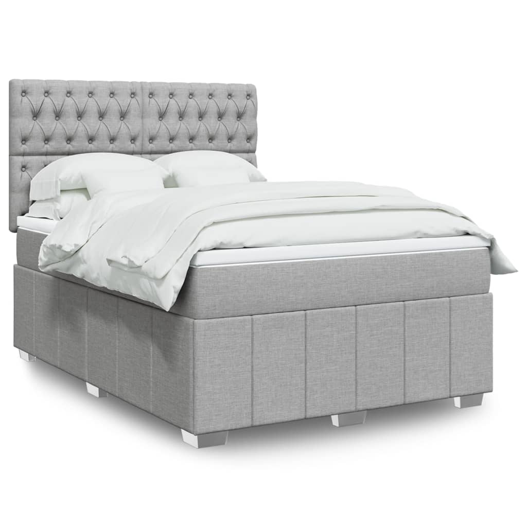 Sommier à lattes de lit avec matelas Gris clair 140x190cm Tissu - XIOS