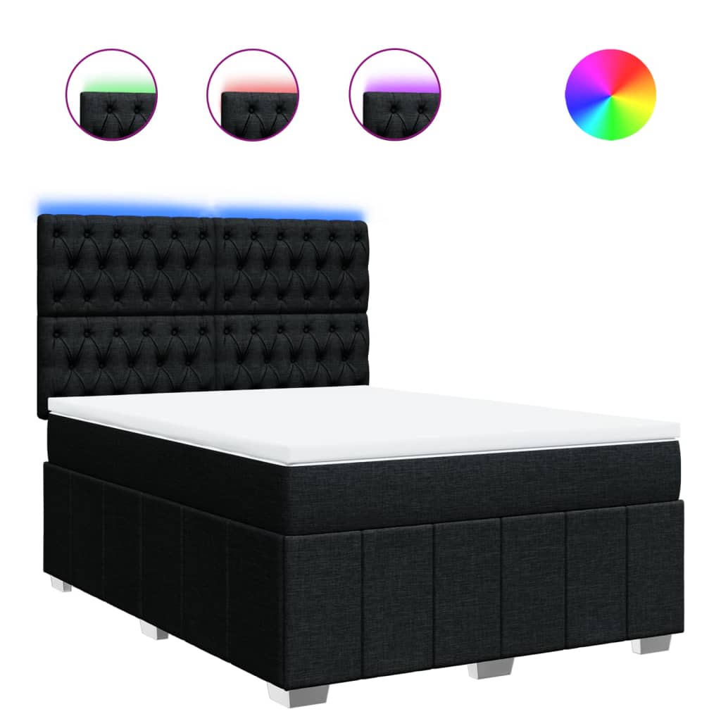 Sommier à lattes de lit avec matelas Noir 140x190 cm Tissu - XIOS