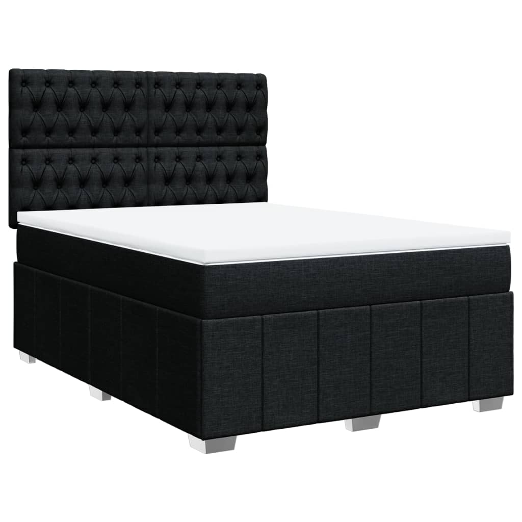 Sommier à lattes de lit avec matelas Noir 140x190 cm Tissu - XIOS