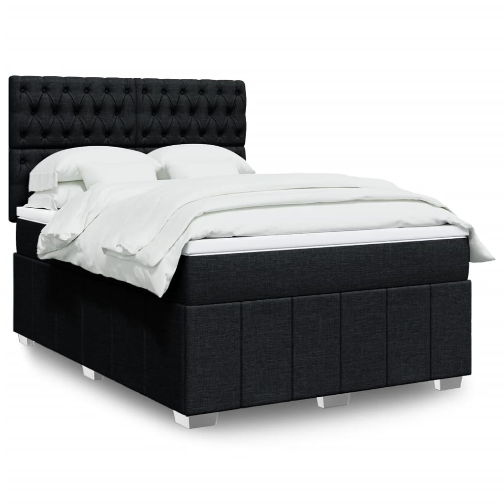 Sommier à lattes de lit avec matelas Noir 140x190 cm Tissu - XIOS