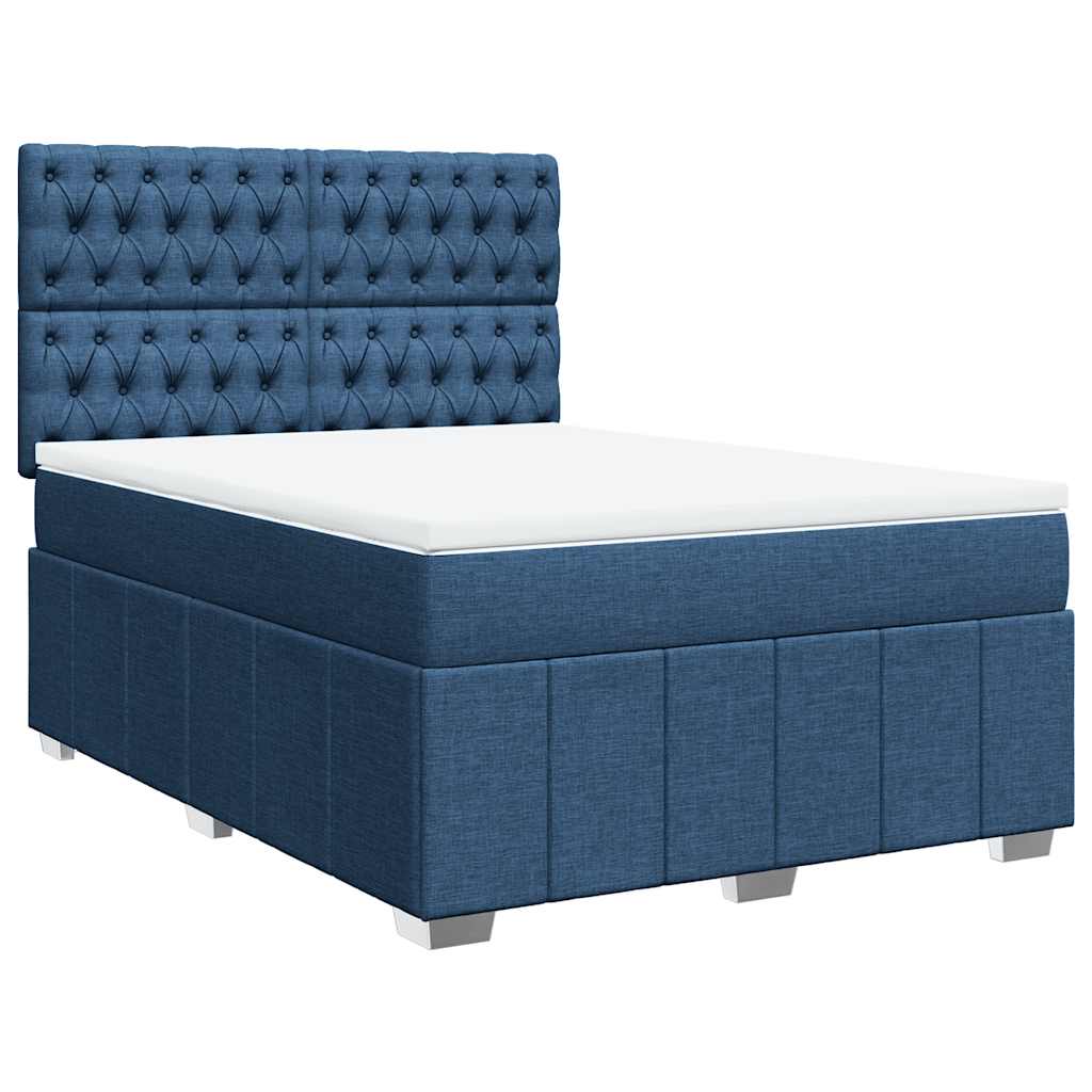 Sommier à lattes de lit avec matelas Bleu 140x190 cm Tissu - XIOS