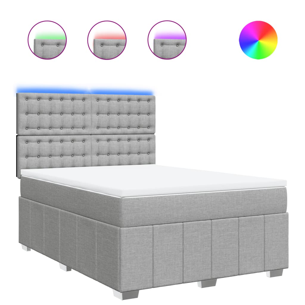 Sommier à lattes de lit avec matelas Gris clair 140x190cm Tissu - XIOS